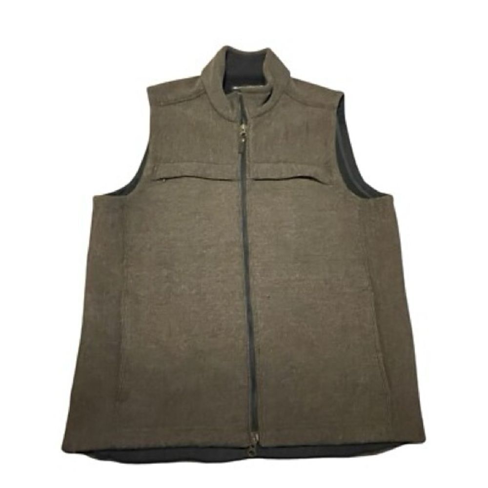 ExOfficio | Mens Brown Ribbed Knit Wool Blend Fleece Lined Vest | L